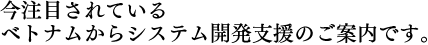 今注目されているベトナムからシステム開発支援のご案内です。